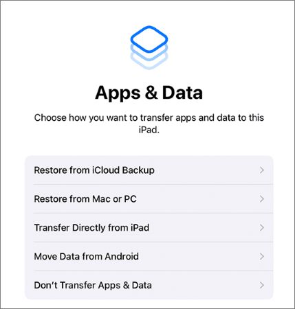 apps & data on ipad icloud
