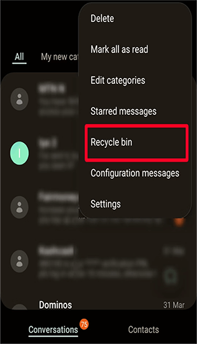 how to delete trash on samsung messages app