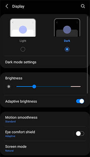 adjust samsung display settings