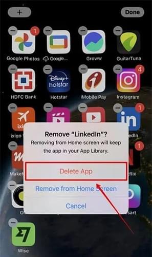 how to mass delete apps on iphone from the home screen