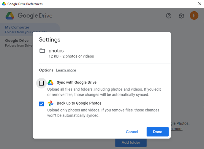 how to add photos from google drive to google photos by google drive desktop