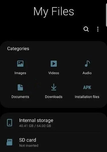 como mover fotos para o cartão SD Samsung pelo aplicativo My Files