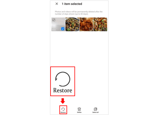 restore deleted images from android recycle bin