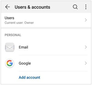 back up huawei data with google account