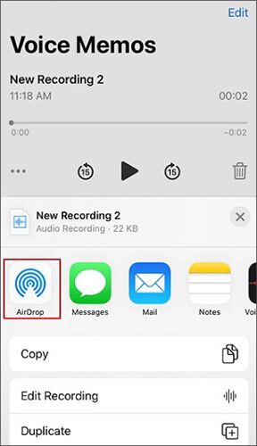 how to get voice memos off iphone to mac via airdrop