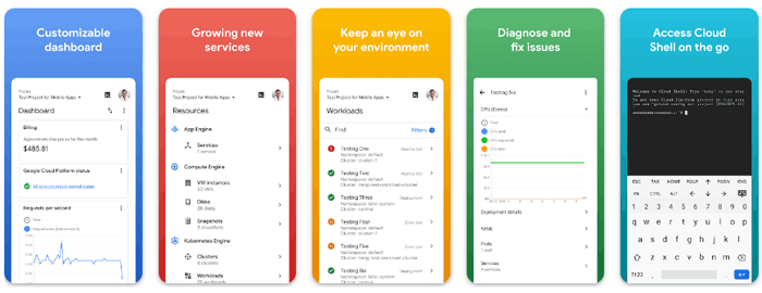 como acessar o google cloud no android usando o aplicativo google cloud