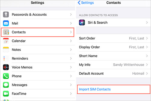 how to save contacts on an iphone from sim card