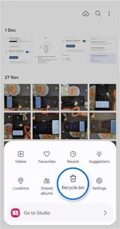 how to find trash on samsung phone