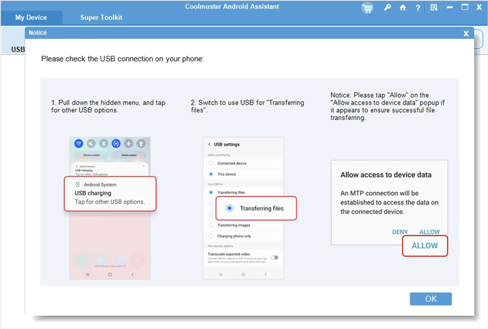 check usb debugging on your phone