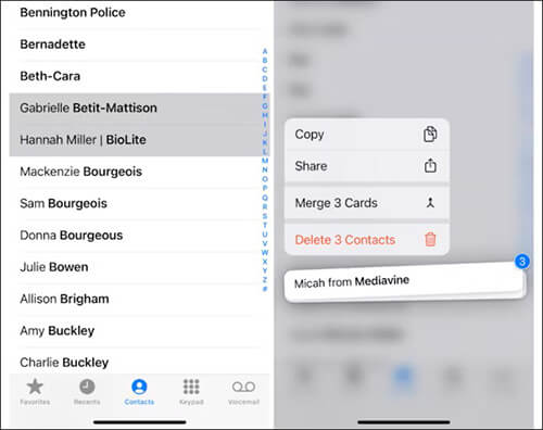 comment supprimer en masse des contacts sur iphone