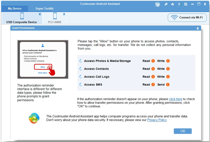 grant permissions on your phone