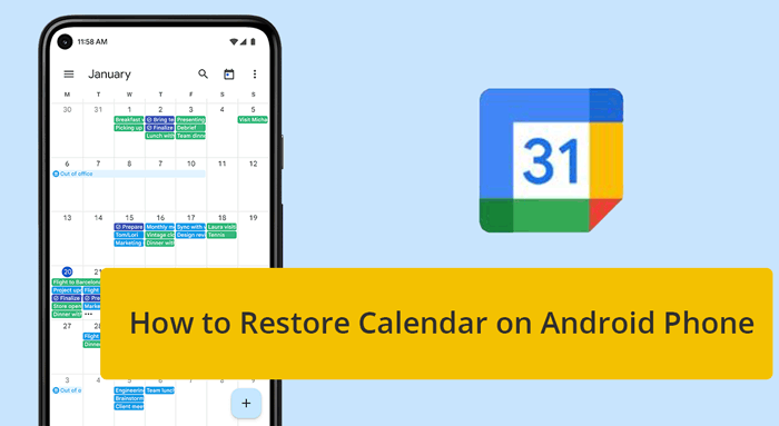 how to restore calendar on android phone