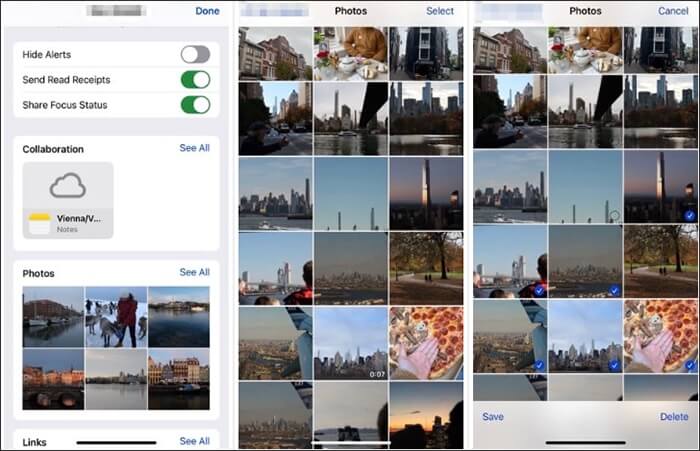 enregistrez les images de l'application Messages dans l'application Photos