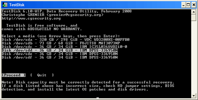 logiciel de sauvetage de carte SD - testdisk