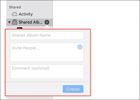 crear un álbum compartido en mac