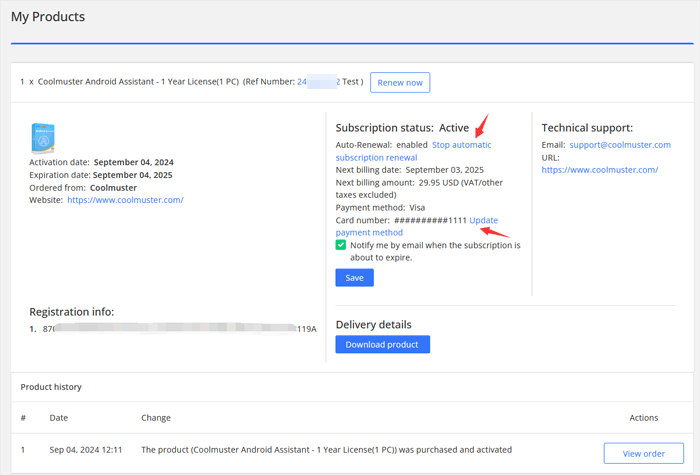 change payment information