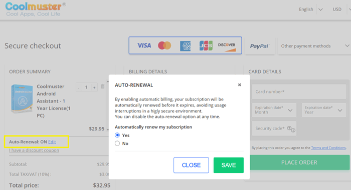 subscription auto renewal