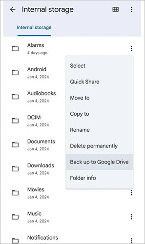 copy files from sd card to android using files by google