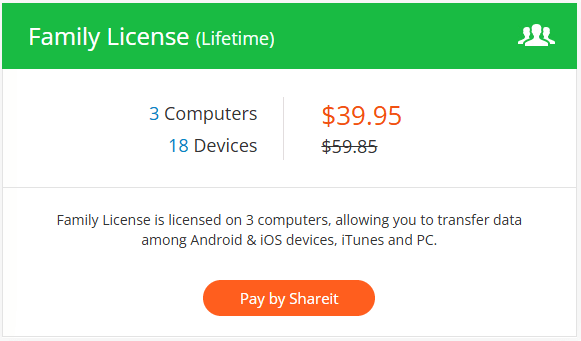 Licence familiale de transfert de téléphone portable gihosoft