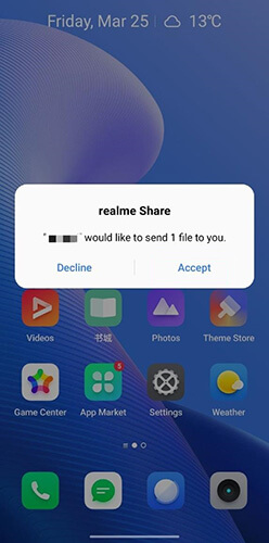 how to transfer data from redmi to realme by realme share