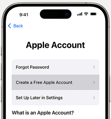 create a new apple id during setup