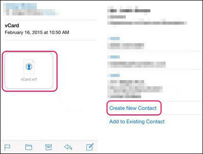 how to import vcard to iphone using email