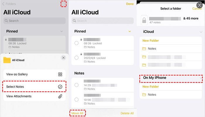 how to transfer notes from one icloud to another in batch