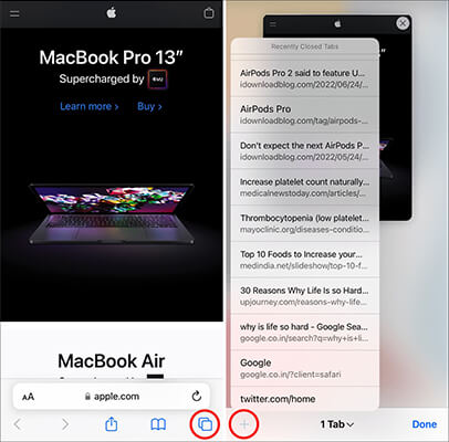 iphone'da safari sekmeleri yakın zamanda kapatılan sekmelerden nasıl geri yüklenir