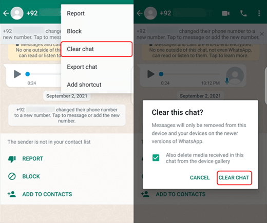 how to delete whatsapp messages forever on android