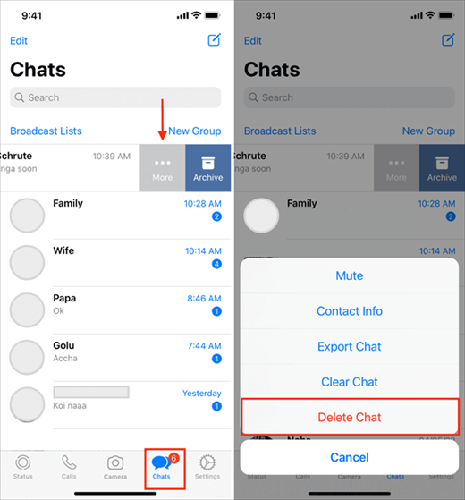 how do you permanently delete whatsapp messages on iphone