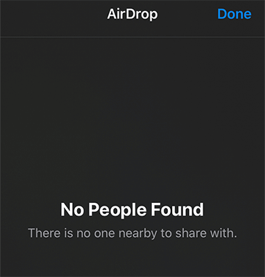 エアドロップでは人が見つかりませんでした