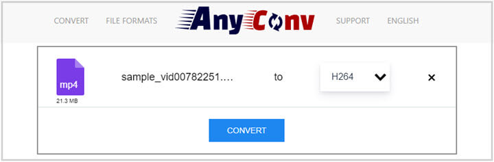 anyconv 経由でオンラインで h.265 を h.264 に変更します