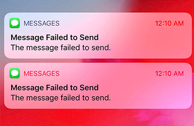 сообщение не удалось отправить на iPhone