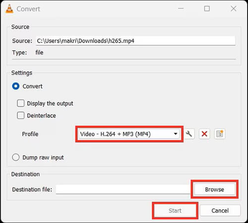 convertir h.265 en h.264 en ligne avec vlc