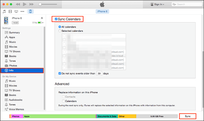 itunes/finder kullanarak takvimi iphone'dan mac'a nasıl senkronize edebilirim?