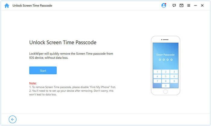 start to remove screen time passcode