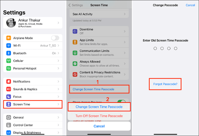 how to reset screen time passcode in iphone