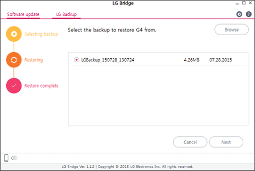 how to transfer data from lg to lg with lg bridge