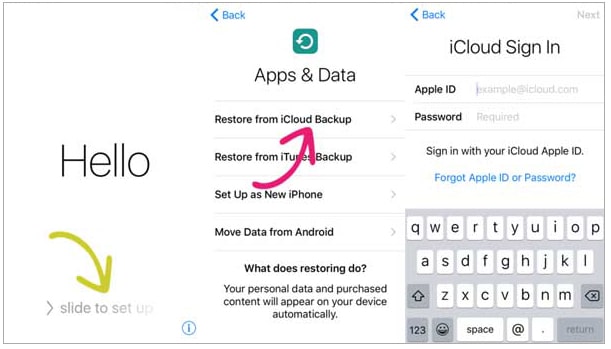 restore from icloud backup to fix missing text messages on iphone